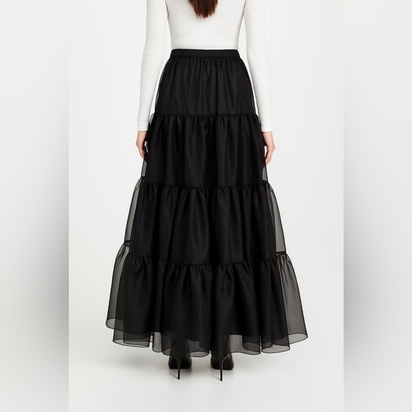 Staud Dragon Ruffle Tulle Skirt in Black - Picture 3 of 10